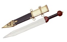 27" Roman Gladius Sword Carbon Steel Blade Wooden Handle