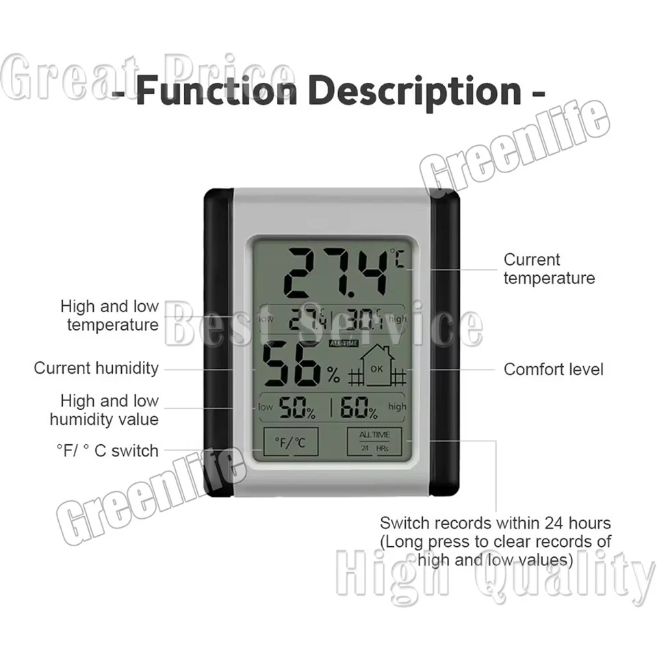 LCD Digital Hygrometer Indoor Thermometer Humidity Temperature Monitor Gauge - Image 4 of 4