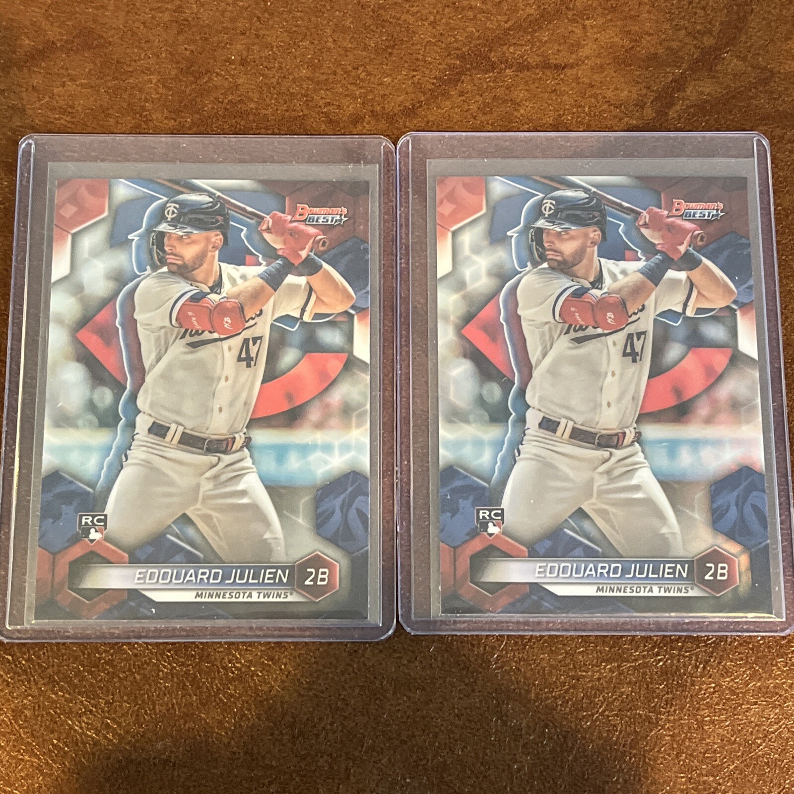 EDOUARD JULIEN RC 2023 BOWMAN'S BEST BASE & REFRACTOR ROOKIE CARD #36 MN TWINS