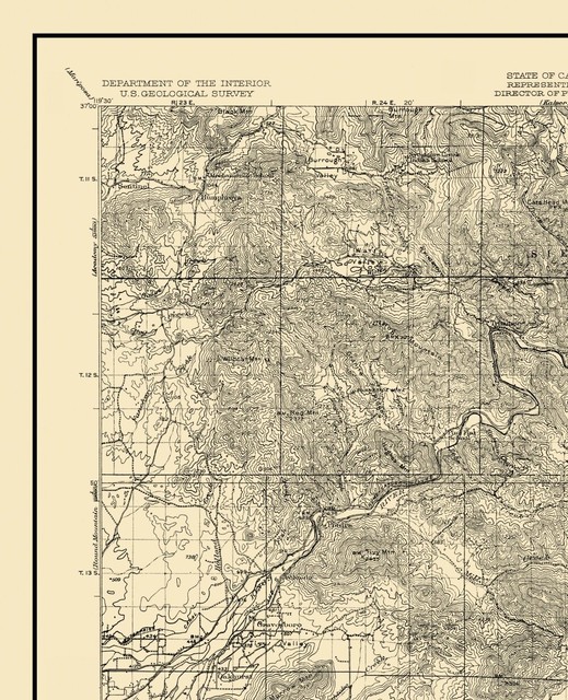 Topo Map Dinuba California Quad USGS 1924 23 x 28.31 eBay