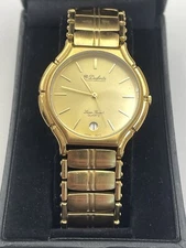 Lucien Piccard Dufonte Watch Men Gold Tone Date New Battery Works