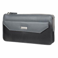 Women Ladies Designer Purse RFID BLOCKING Soft Leather Clutch Wallet Grey Black