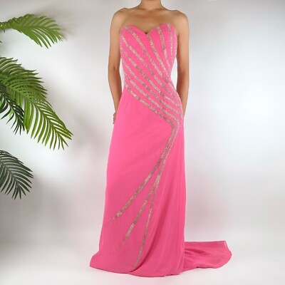 blue dress for baby girl Pink Mermaid Strapless Satin Beaded Long Prom Dresses with Slit Pink / 12