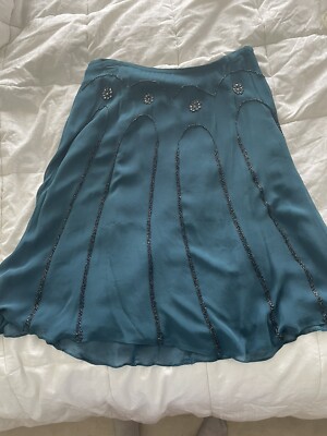 Context 100% Silk Skirt With Beaded Detail sz 8