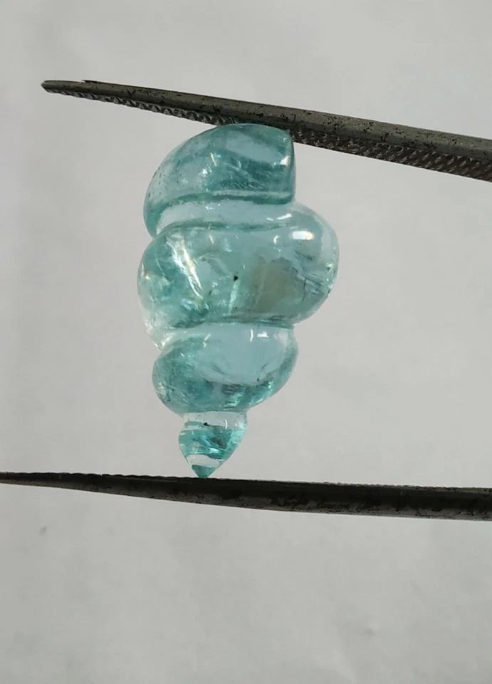 Aquamarine Conch/Drop Carving Blue Color 1 Pc.10x 18 MM.10 Cts Natural Gemstone - Image 4 of 4