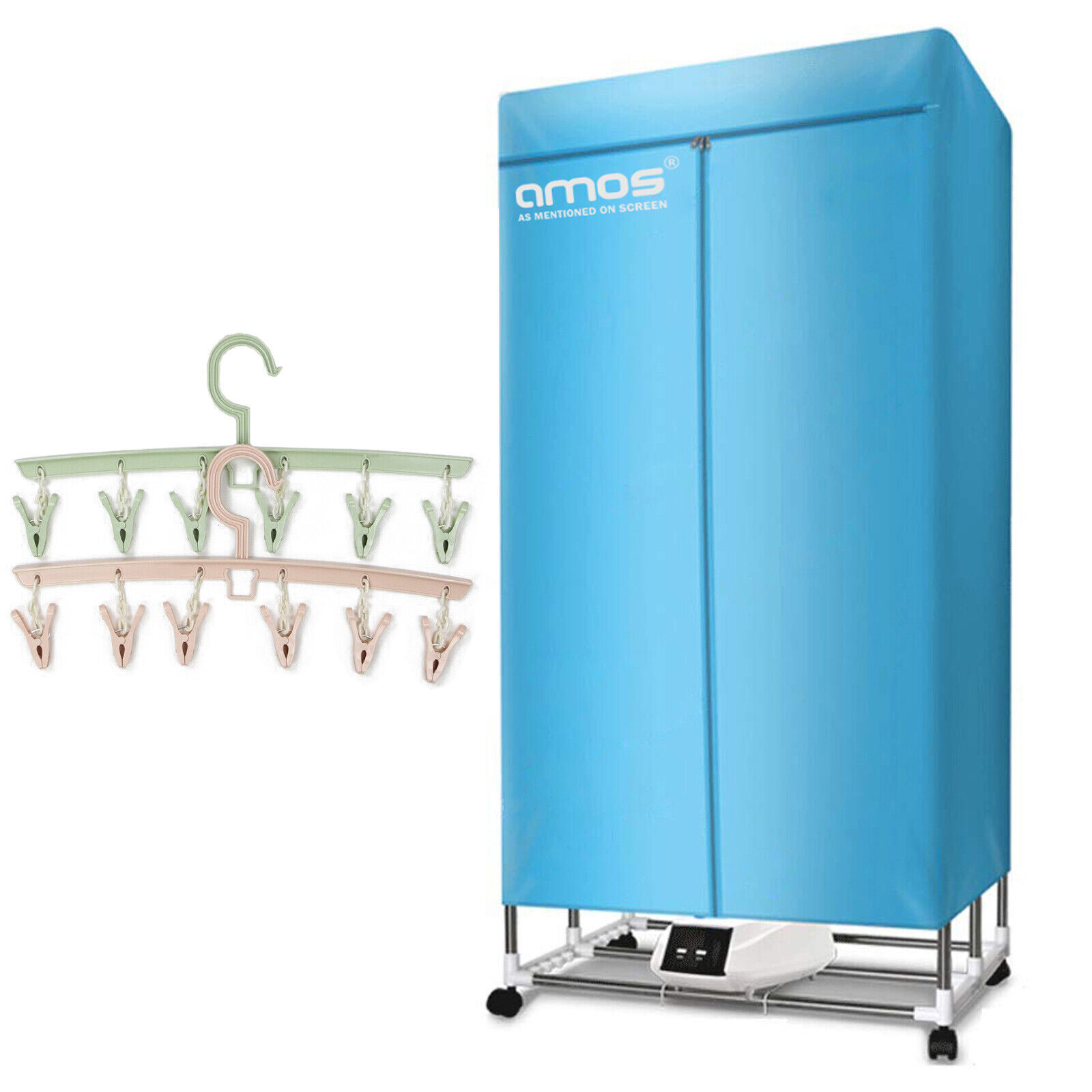 AMOS Eezy-Dry Electric Clothes Dryer + 2 x 6-Peg Wet Laundry Airers