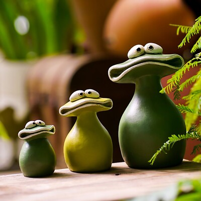 Garden Ornaments Decor Ceramics frog family cute animal Sculpture
