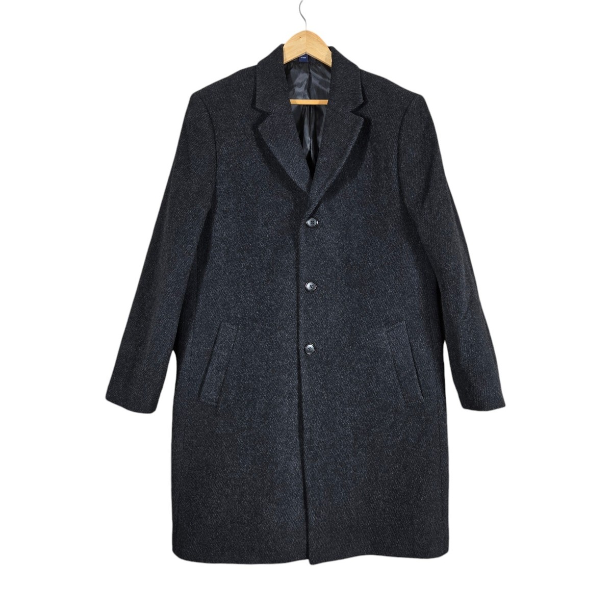 Hathaway Platinum Top Coat Mens 44R Charcoal Wool Cashmere Overcoat Business - Main Image