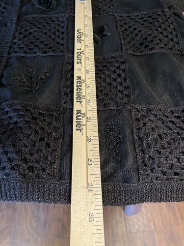 Teddi Womens Size 2X Black Sweater Cardigan Knit Patchwork Detail - Picture 8 of 8