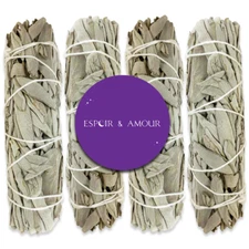 California White Sage 4" Smudge Sticks for Spiritual Healing & Cleansing 4 Pack