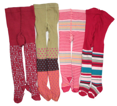 4Paar Strumpfhose Mädchen H&M Cakewalk -Gr. 74/80-rot rosa grün gestreift Muster