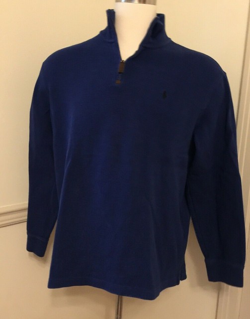 Polo Ralph Lauren 1/4 Zip Neck PULLOVER SWEATER Royal Blue Men's XL 100 ...