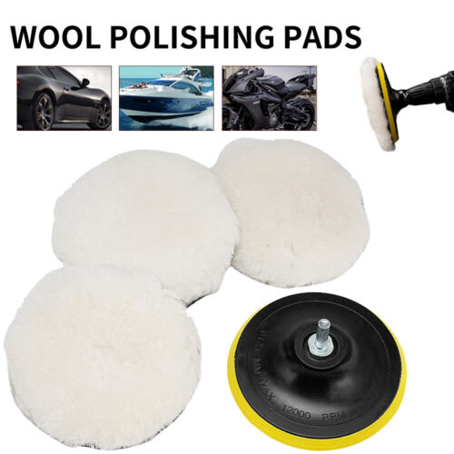 5 Pcs 6" Buffing Polishing Pad Wool Wheel Mop Kit For Car Polisher Drill Adapter