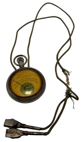 Vintage Western Electric Pocket Watch Style Voltage Tester With Cloth Cord & Cli