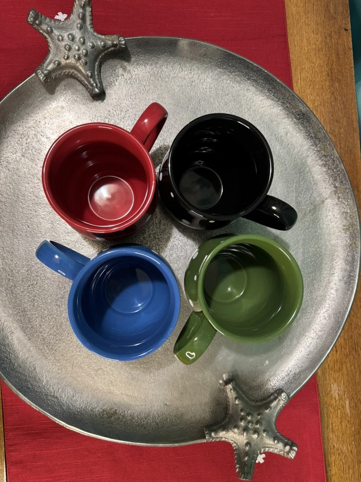 Temp-Tations by Tara Polka Dot Mugs 16oz Set of 4 Red Blue Green Black - Image 2 of 4