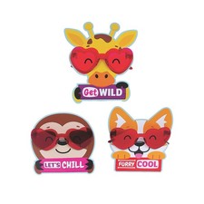 Rimless Heart Glasses Valentine Exchanges with Animal Card for 12