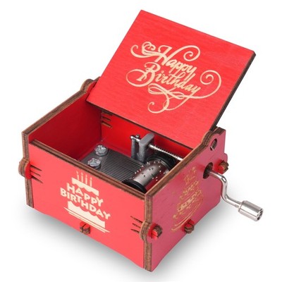 Happy Birthday Gifts Music Box, Wooden Hand Crank Musical Box for Wife Daught...