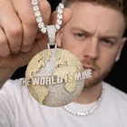 3.10Ct Round Moissanite The World is Mine Men's Pendant 14K Two Tone Gold Plated