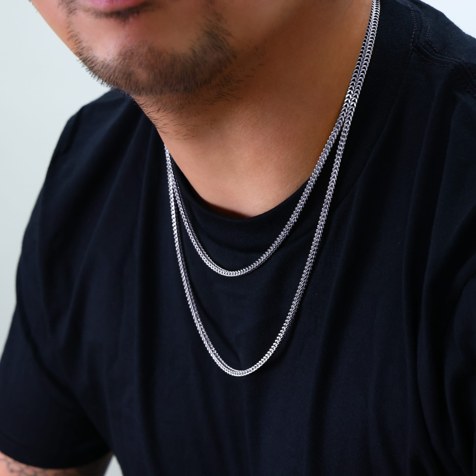 10K White Gold 3mm Foxtail Wheat Box Franco Necklace Chain Mens Womens 20"