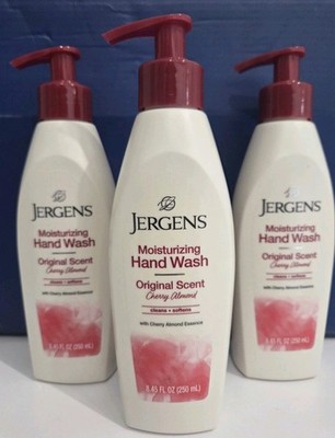 3 Pack Jergens Original Cherry Almond Moisturizing Hand Wash Soap Pump 8.45 oz