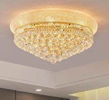 Foyer Living or Dining Room Crystal Chandelier 12 Light Fixture Flush mount 24in