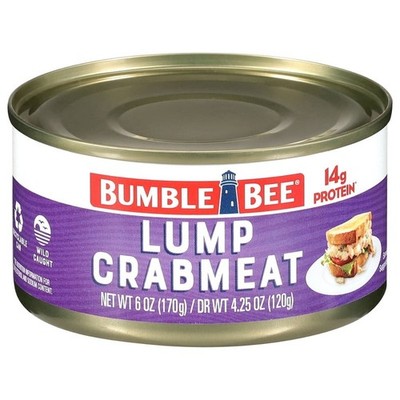 Bumble Bee Canned Lump Crabmeat, Wild Caught, 14g Protein per Serving
