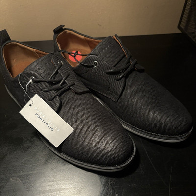 Perry Ellis Black Leather Lace-Up Dress Oxfords Amazon.com | Perry Ellis Mens Dress Shoes Portfolio Plain  main image 2