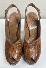 1940s Alligator Reptile Slingback Platform High Heel Pumps by Martinique