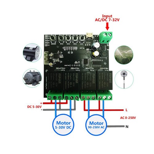 Modulo Interruttore Wi-Fi 4 relè con app Tuya compatibile Alexa e Google - 第 6/10 張圖片