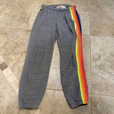 Aviator Nation 5 Stripe Sweatpants Womens Medium Gray Joggers