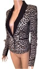 BCBGMAXAZRIA Leopard Print Shawl Lapel Blazer Black Beige XS Regular Lined — photo 4