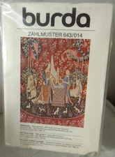 Vintage HTF Burda ZAHLMUSTER  643/014 LADY WITH UNICORN Needlepoint Pattern NOS