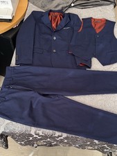 Yuan Lu Boys Blue Formal 3 Piece Suit Navy Blue Quality Made Pockets Sz 12
