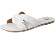 DV Dolce Vita Geeya White Woven Raffia Criss Cross Slide Sandals Womens Size 7 M