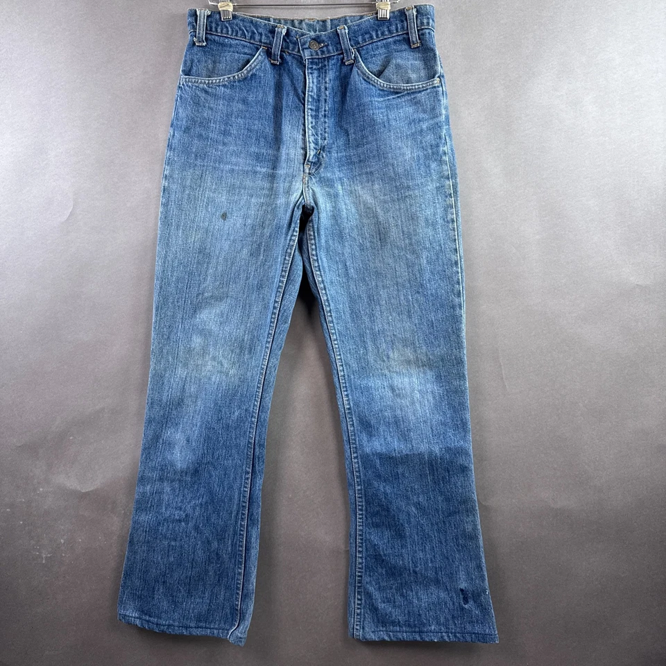 Vintage Levis 646 Jeans Mens 32x30 Blue 70s Orange Tab Bell Bottom Flared Talon - Image 2 of 4