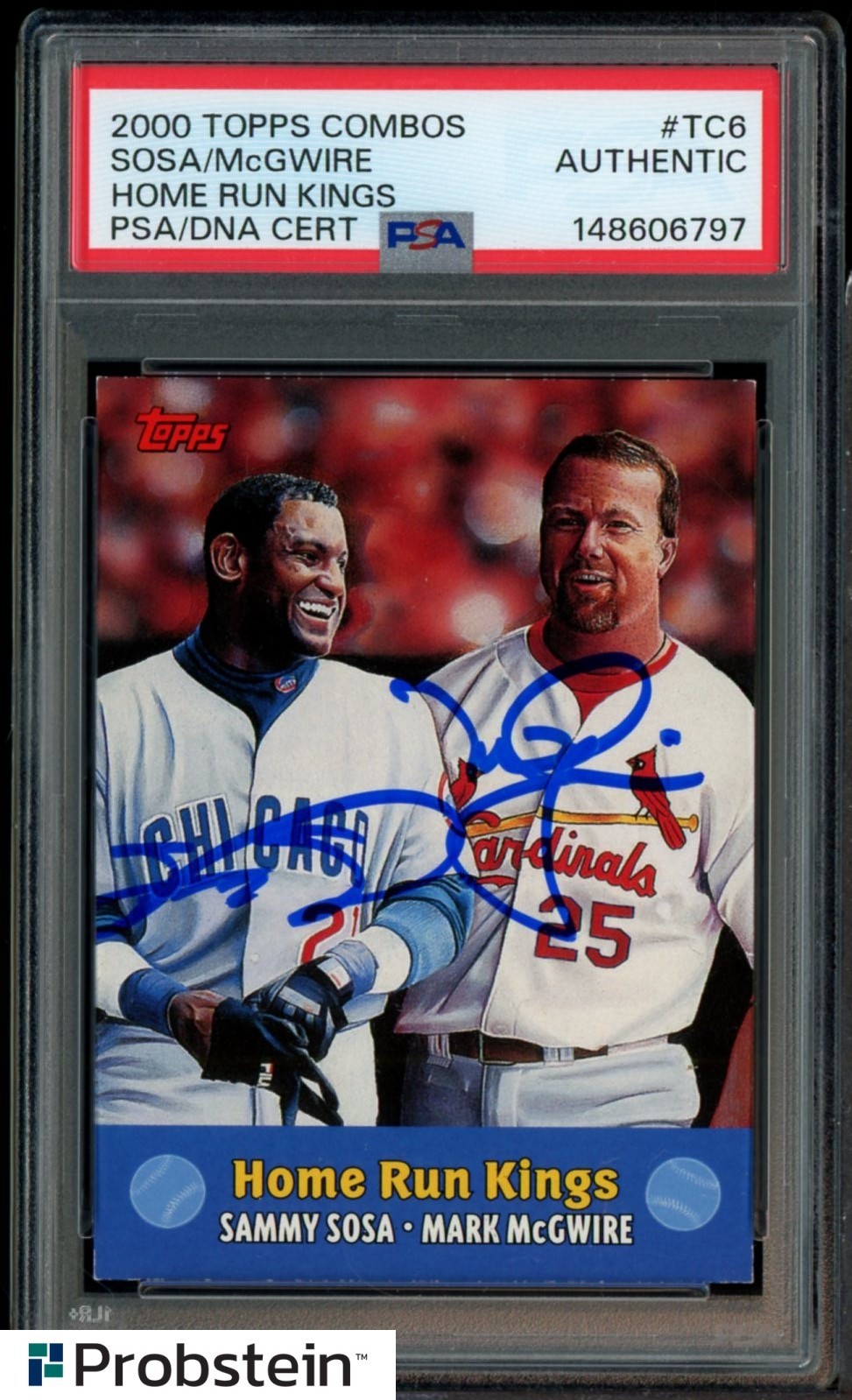 MARK McGWIRE SAMMY SOSA Signed Autograph Auto 2000 Topps Combos Card TC6 PSA