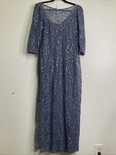 ALEX EVENINGS Size 12 Gray Sequin Lace Overlay Mother of The Bride Dress