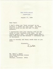 Ronald Reagan Letter Signed - Memorializes His Friend & Fellow Actor John Wayne