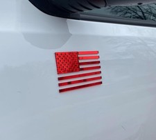 American Flag 3D Emblem Badge Red Color Made in USA 2-Pack 3M Adhesive