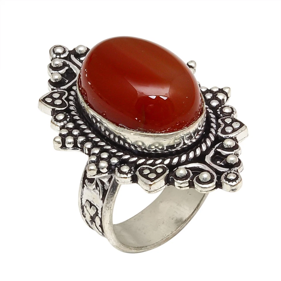 Red Carnelian Gemstone Handmade Silver Jewelry  "7" - Image 2 of 4
