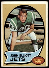 1970 Topps #54 John Elliott RC Rookie New York Jets Football Card VG EX. rookie card picture