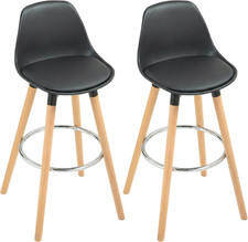 Lot De 2 Tabourets De Bar, Chaises De Bar En PU Avec Dossier Et Repose-Pieds, As