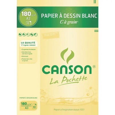 CANSON Zeichenpapier ''C'' à Grain, DIN A3, 180 g/qm 1 bis 60 Stk SPARE 70%