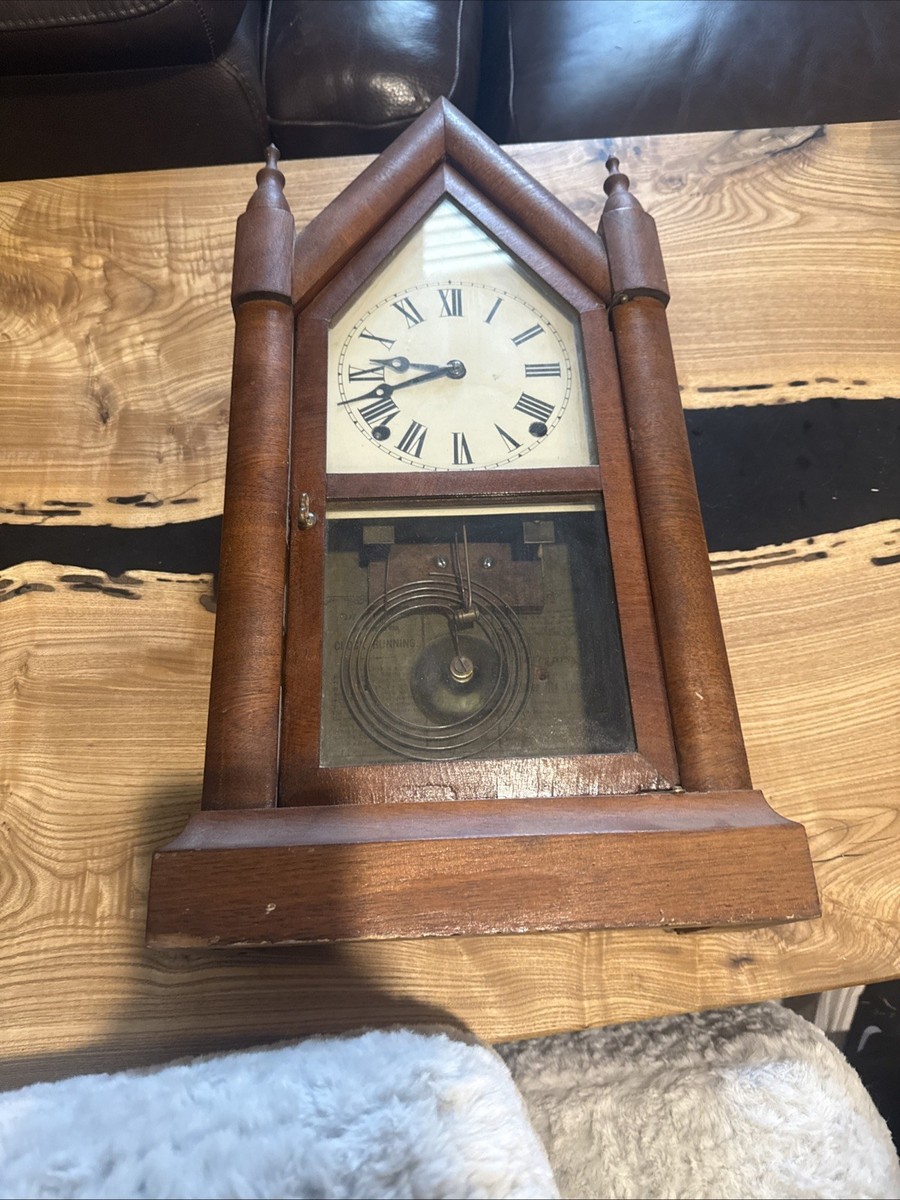 Antique E.N. Welch Gothic Steeple Mantel Clock Untested No Key New