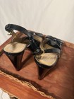 Coach Black Patent Leather Peep Toe Slingback Heels Bow Buckle US 8 — photo 4