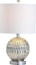 20.5" Silver Mercury Glass Table Lamp, Contemporary Chrome Sphere Metal Base wit