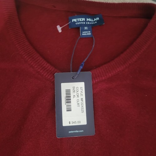 PETER MILLAR CROWN Claret MERINO WOOL CASHMERE JOURNEYMAN V-NECK Sweater XL *New - Picture 3 of 4