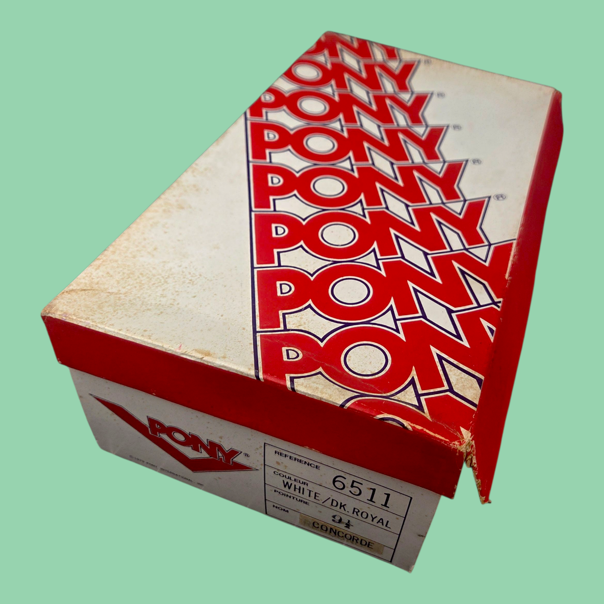 Vintage 1979 Pony Concorde Sneakers White/Dk. Royal 6511 Men\'s Size 9.5 NOS READ Vintage Pony Spud Webb Hi Top Basketball Shoes Big Kids Size  main image 3