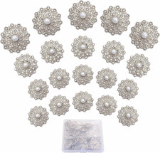 20PCS Alloy Embellishment Buttons with Artificial Pearls and Rhinestones Set for