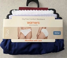 Warner's Blissful Benefits SIZE 5 Microfiber Lace Hi-Cut Panties 3 PACK 10726
